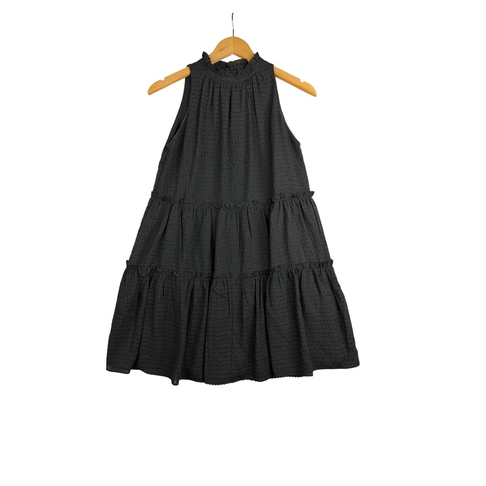 Ann Taylor High Neck Ruffle Sleeveless Mini Dress size X-Small Petite Black